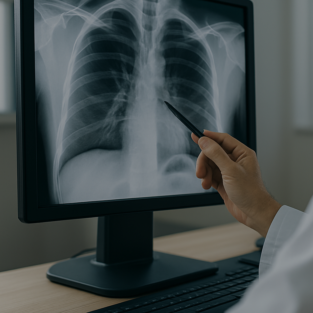X-ray image showing chest radiograph